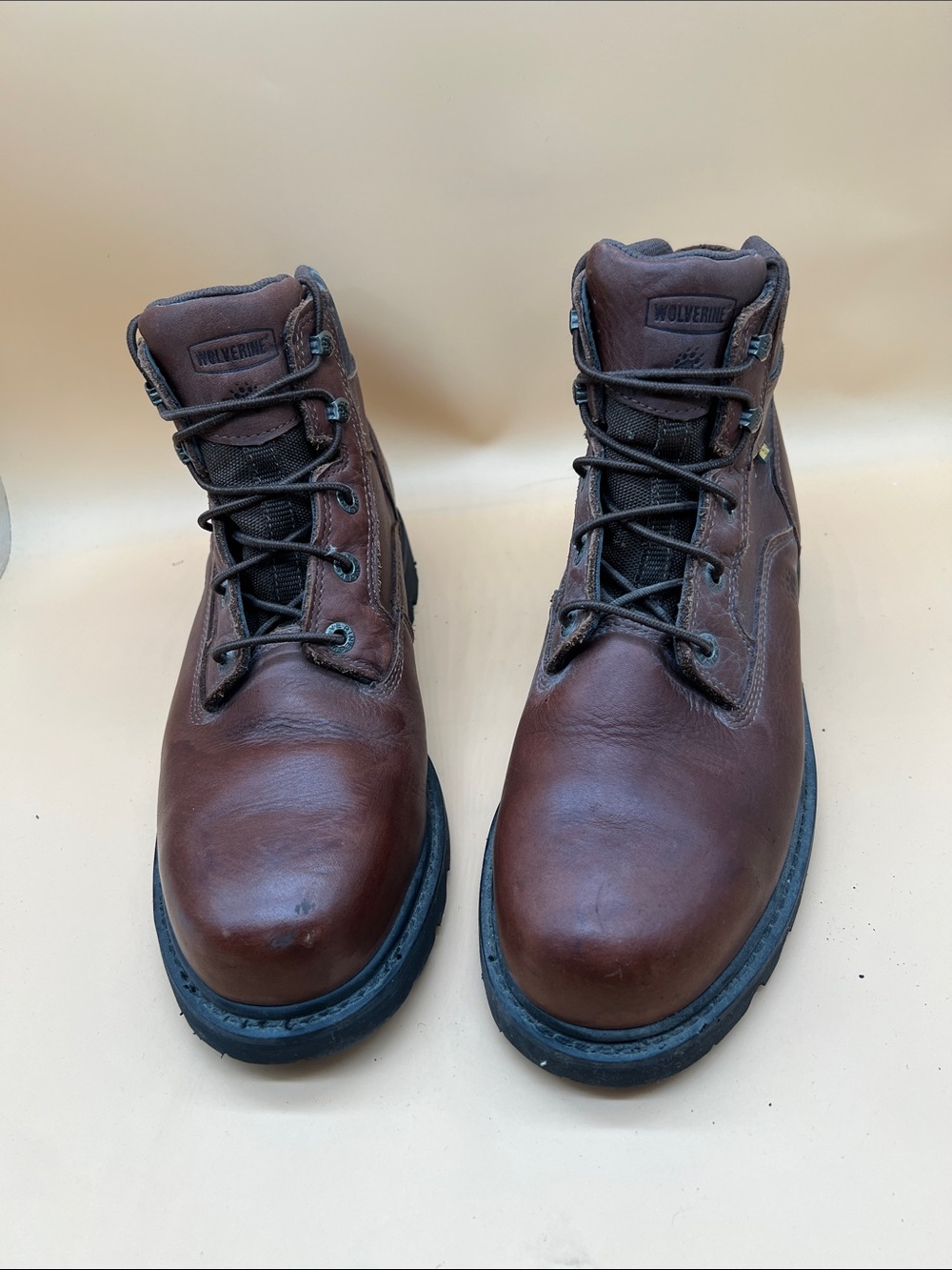 Wolverine men boots steel toe brown leather vibram sole size 10.5 EW